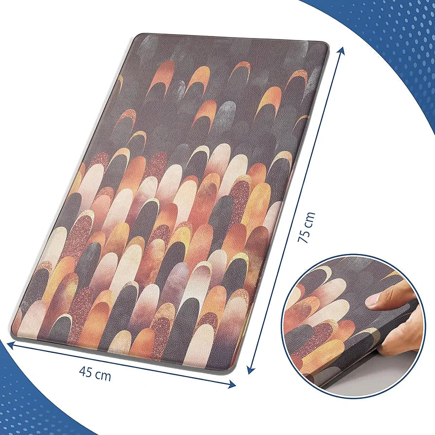 Luxe Home Columbo Anti-Fatigue Kitchen Mat - 45x75 cm Non-Slip Cushioned Comfort Mat - Stylish Feather Pattern Standing Desk Mat - Waterproof and Easy to Clean for Home and Office
